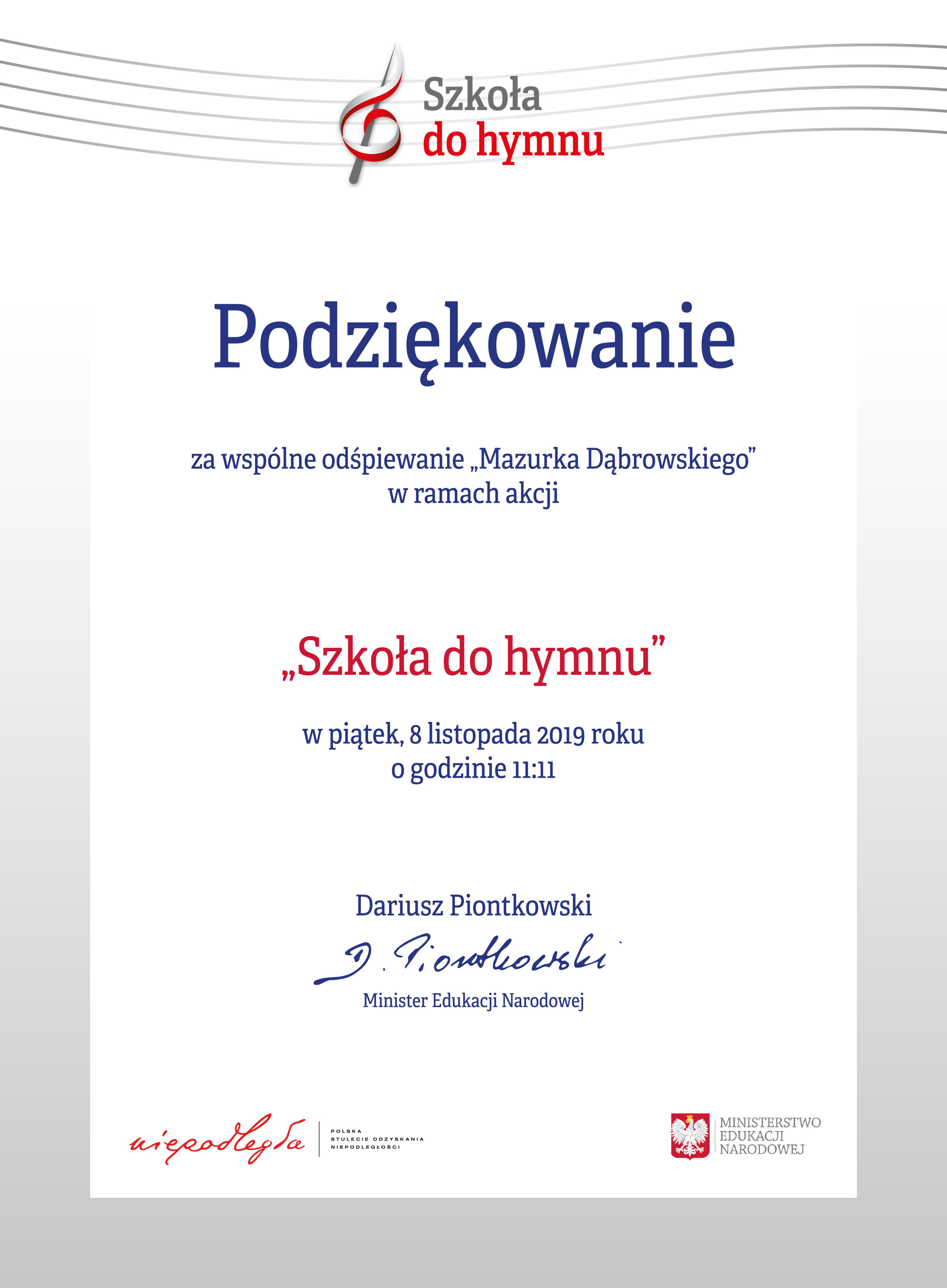 Dyplom   Szkola do hymnu