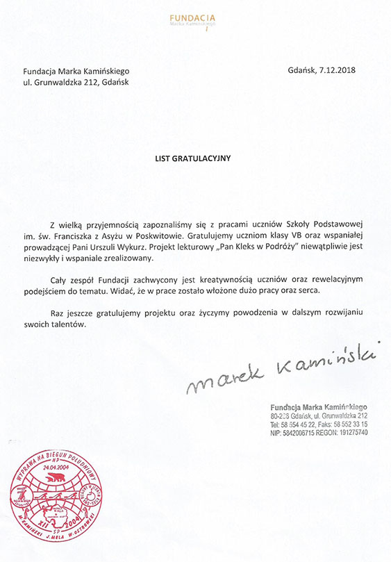 List Marek Kaminski