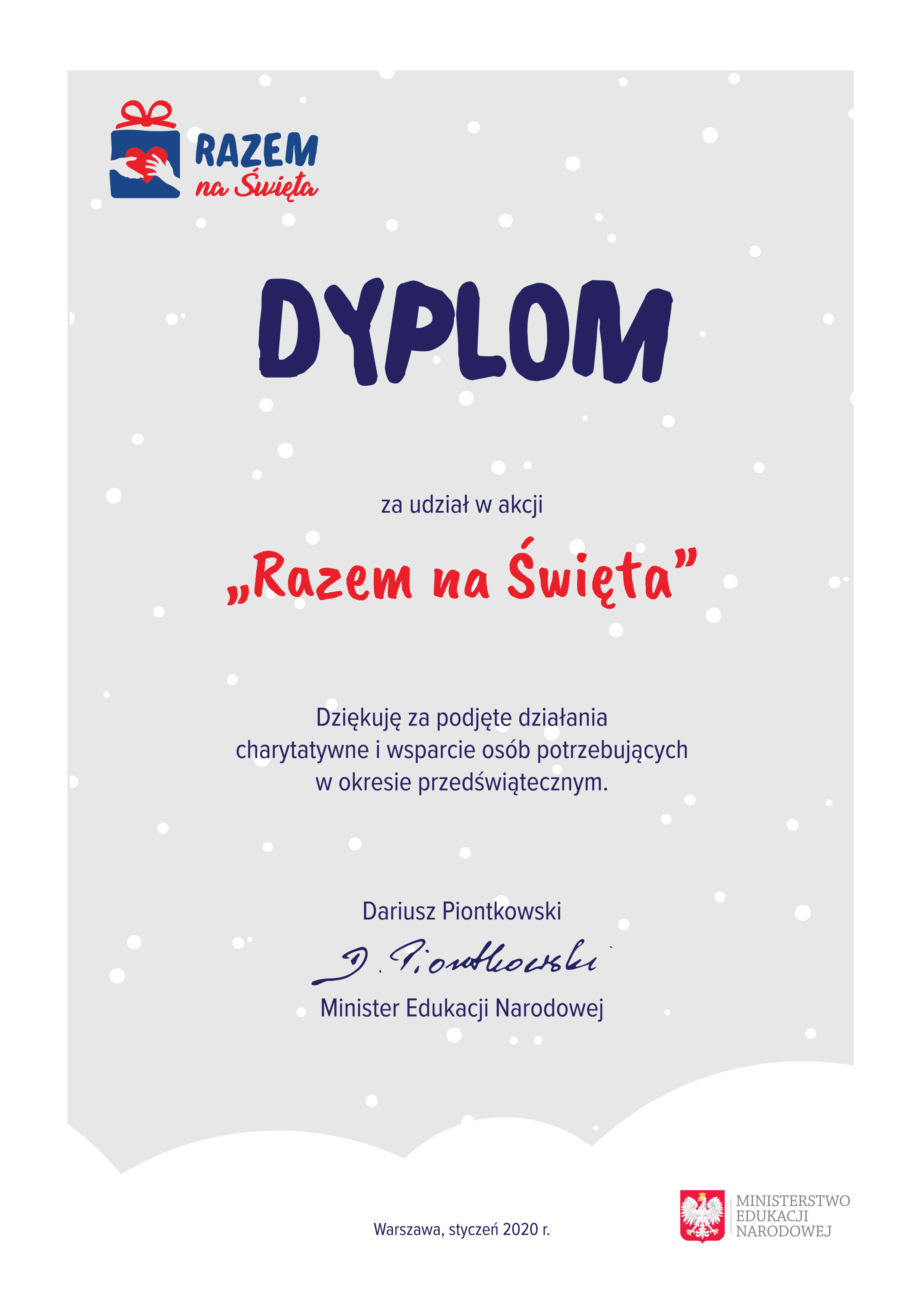 dyplom razem na swieta