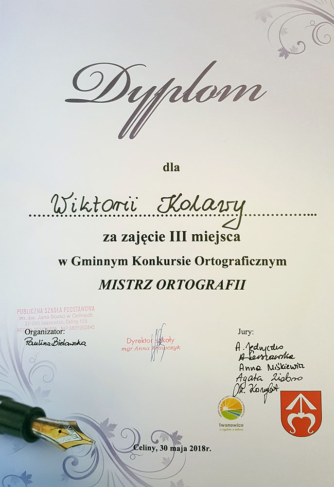 dyplom Wiktoria ortograficzny