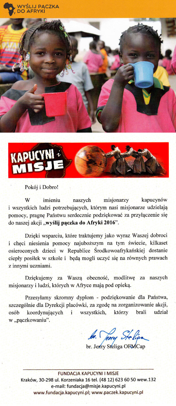 wyslij paczka do afryki podziekowanie2016 tabl